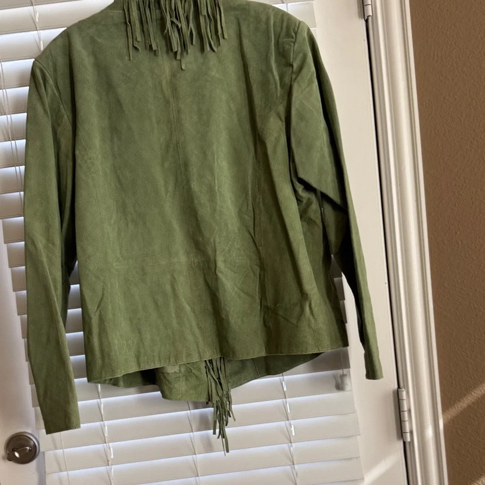 Dialogue Olive Green Fringe Blazer - Picture 12 of 13